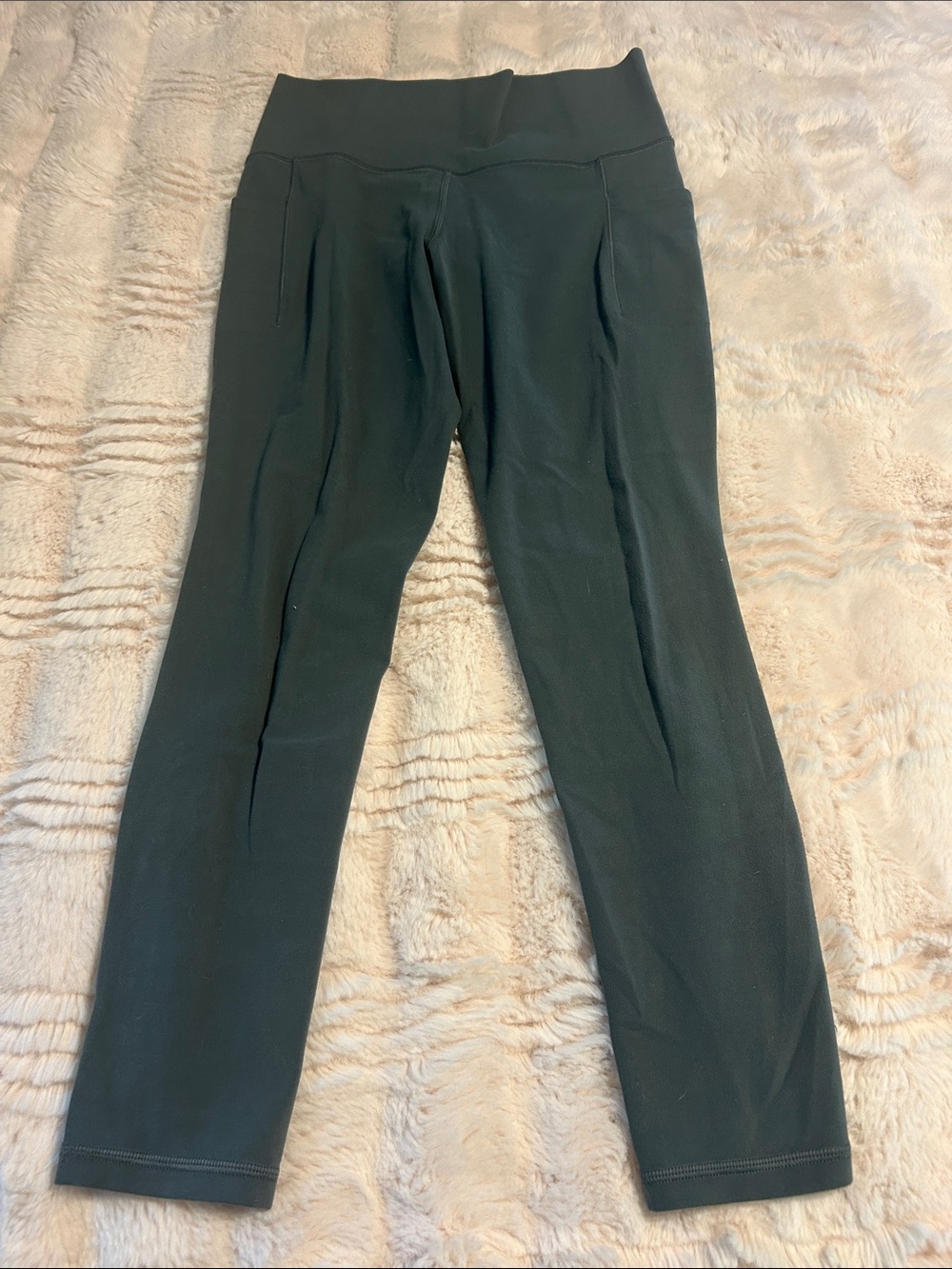 Athleta Olive Green High-Waist Leggings with Side Pockets
